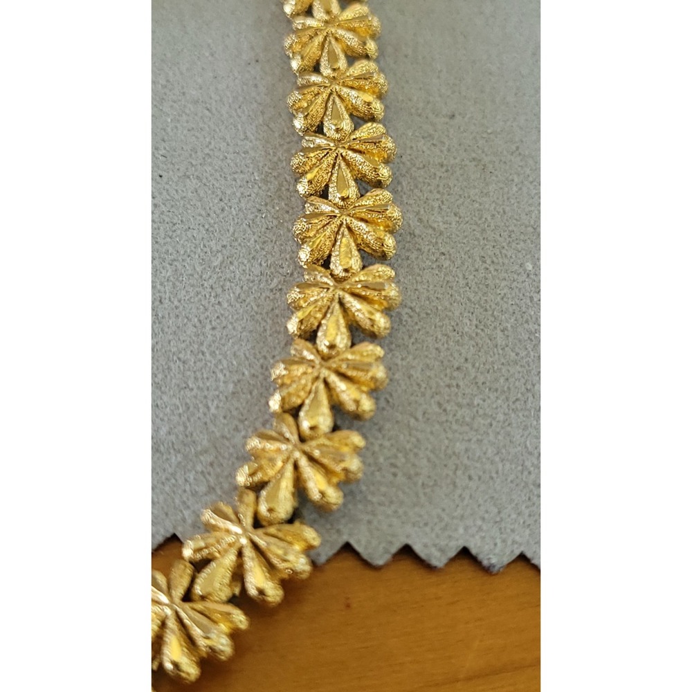Vintage 1950s Gold Tone Floral Leaf Link Collar Necklace 18 Inch 37.7g